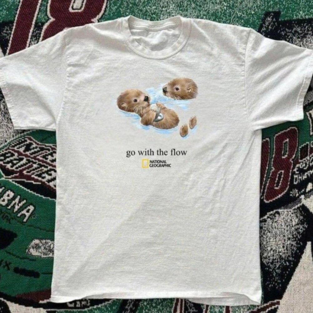 White - National Geographic "go with the flow" Graphic Tee